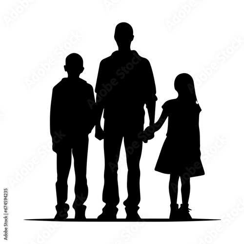 Silhouette of a family, Suluet family four persons parents and two children, vector illustrator.