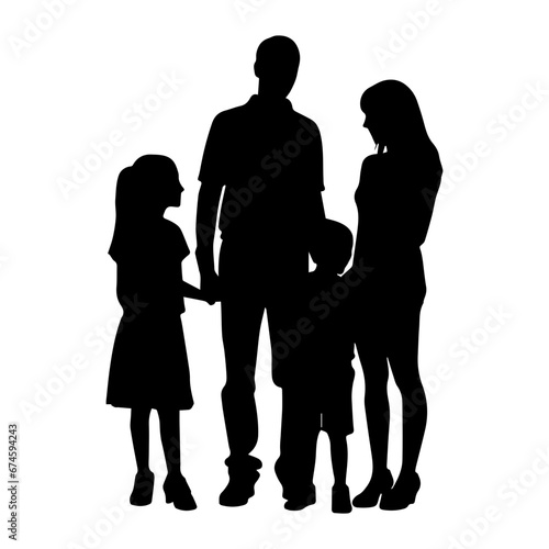 Silhouette of a family, Suluet family four persons parents and two children, vector illustrator.