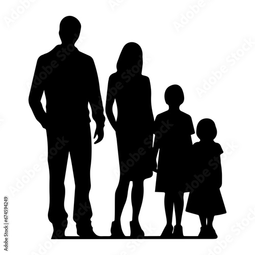 Silhouette of a family, Suluet family four persons parents and two children, vector illustrator.