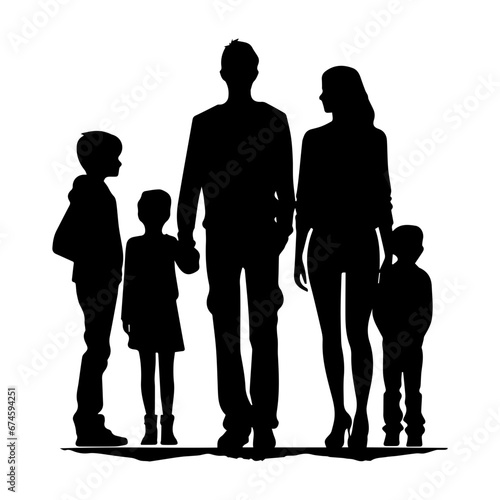 Silhouette of a family, Suluet family four persons parents and two children, vector illustrator.