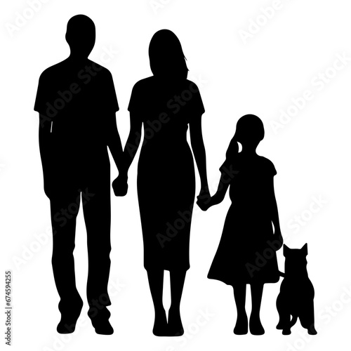 Silhouette of a family, Suluet family four persons parents and two children, vector illustrator.