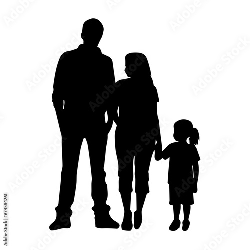 Silhouette of a family, Suluet family four persons parents and two children, vector illustrator.