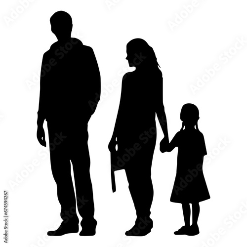 Silhouette of a family, Suluet family four persons parents and two children, vector illustrator.