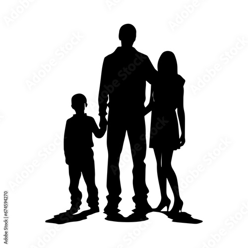Silhouette of a family, Suluet family four persons parents and two children, vector illustrator.