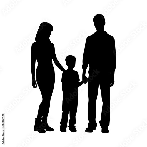 Silhouette of a family, Suluet family four persons parents and two children, vector illustrator.