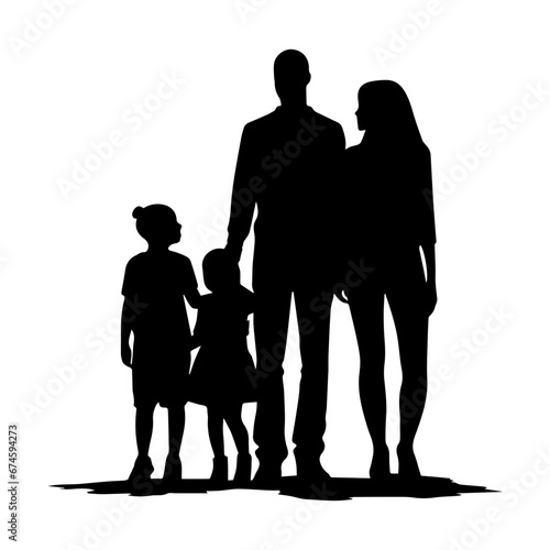 Silhouette of a family, Suluet family four persons parents and two children, vector illustrator.