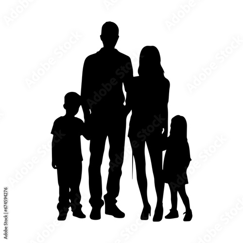 Silhouette of a family, Suluet family four persons parents and two children, vector illustrator.