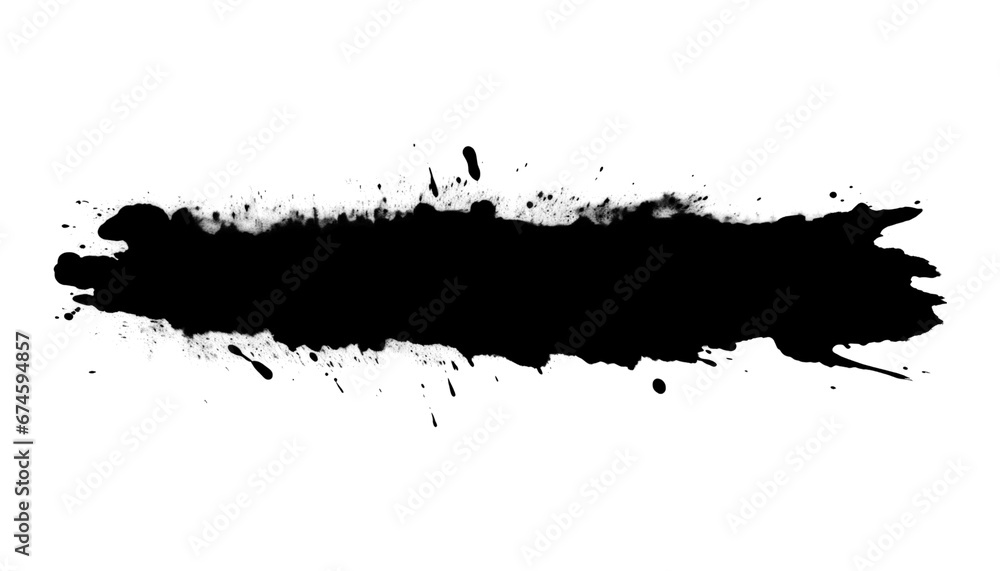 black splat ink isolated on transparent background cutout
