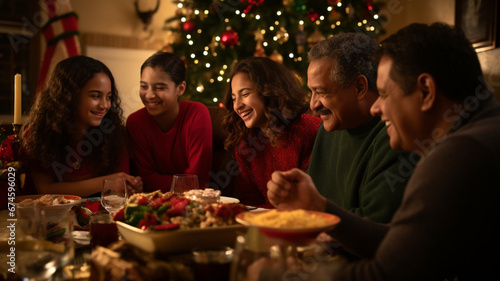 Warm Family Christmas Celebration at Home: Joy, Love, and Festive Decorations.