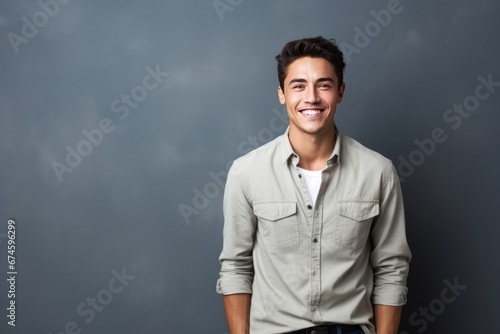 Young smiling man studio portrait. AI generative. AI generative © tiena