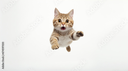 A cat jumping stop motion isolated on white background