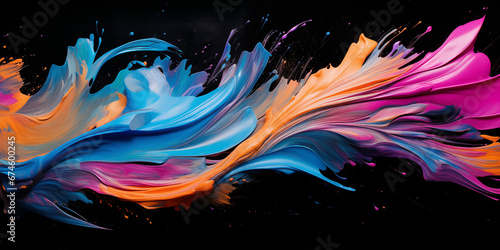 Vibrant Brush Strokes on a Black Canva: A Dynamic Fusion of Color and Darkness. © Fortis Design