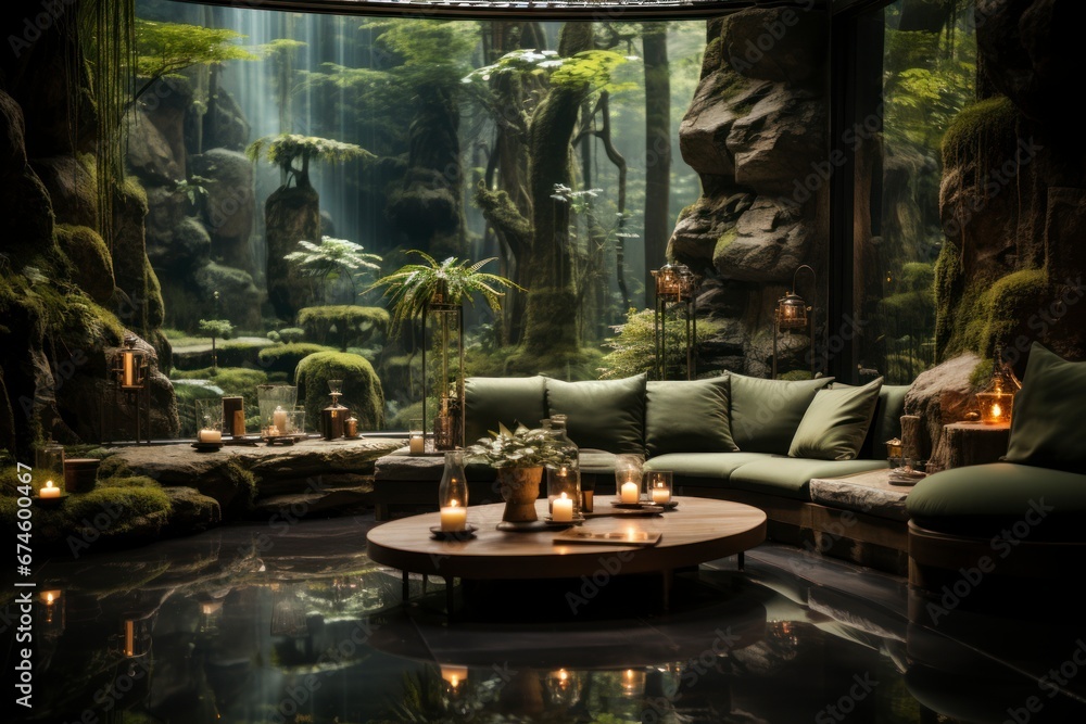 A tranquil meditation room within a spa, capturing the sense of inner peace. A tranquil meditation room within a spa, capturing the sense of inner peace.