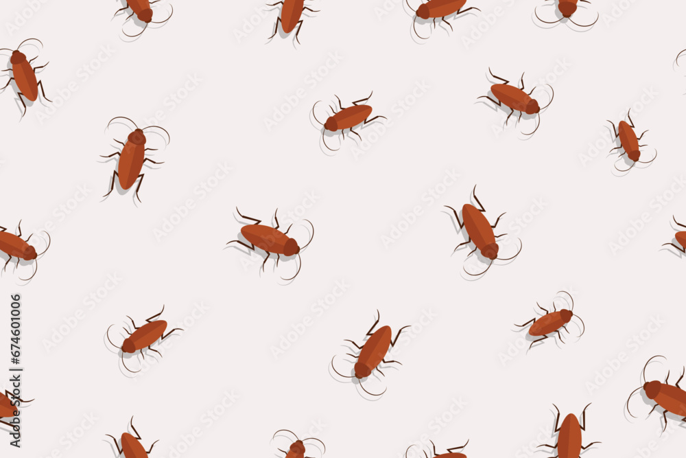 seamless pattern of cockroaches on the wall