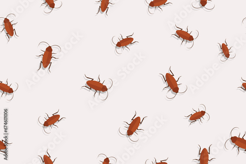 seamless pattern of cockroaches on the wall