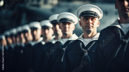 Navy Sailors in Formation photo