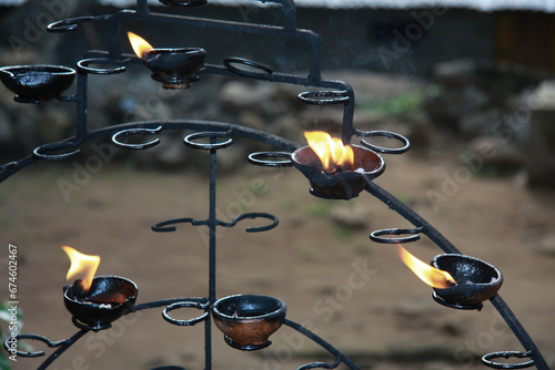 Clay Lamp (Mati Pahan) Light offerings for Buddha, Kurunegala, North Western Province, Sri Lanka photo