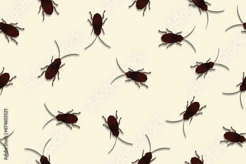 seamless pattern of cockroaches on the wall