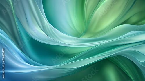 Rotating, silky and translucent, with a beautiful green and blue background
