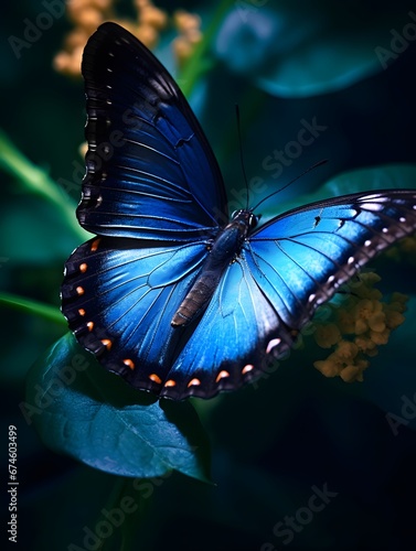 Butterfly on a flower. Blue butterfly on a flower.