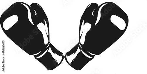 Cartoon Black and White Isolated Illustration Vector Of A Pair of Boxing Fighting Gloves