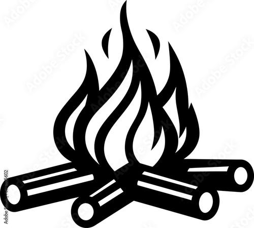 Campfire icon silhouette in black color. Vector template for tattoo or laser cutting.