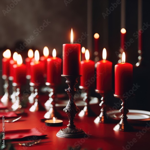 burning red candles background for social media