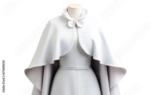 Stunning White Designing Capelet Jacket Isolated On Transparent Background PNG.