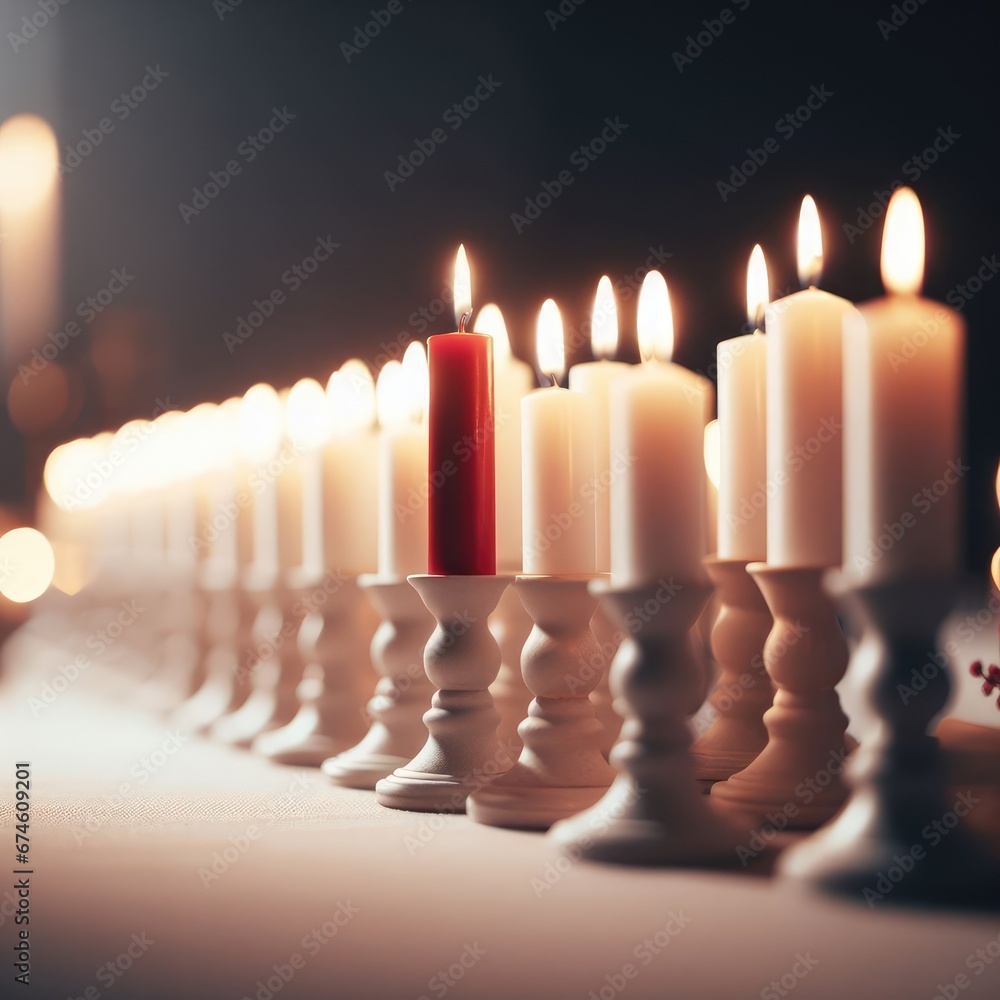 burning white candles with one red candle background for social media proects burning white candles with one red candle background for social media proects