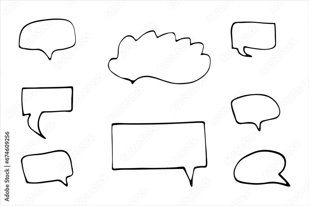 Obraz premium Set speech bubble message, dialog box, doodling, doodle