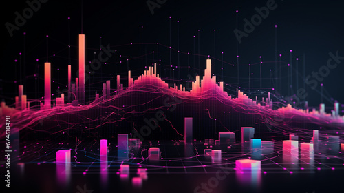 sound wave background with copyspace for your design. Neon background. Generative AI