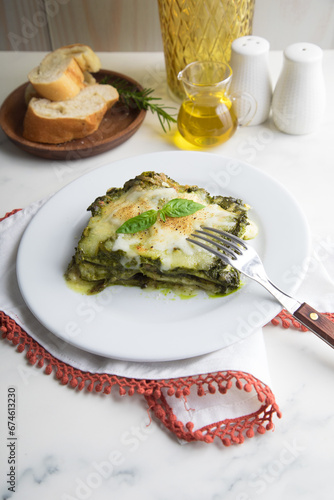 Green pesto lasagna italian peruvian gourmet comfort food