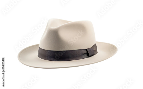 White Branded Fedora Isolated On Transparent Background PNG.