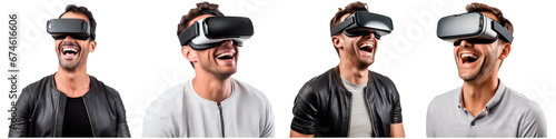 Man with virtual reality glasses on white background © terra.incognita