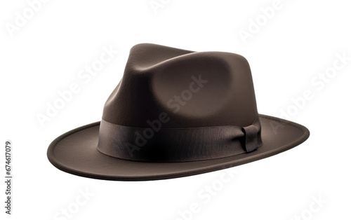 Black Color Homburg Hat Isolated On Transparent Background PNG.