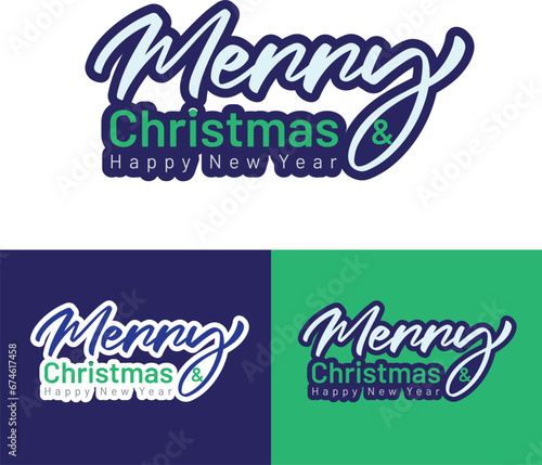 Merry Christmas and Happy New Year  Typography logo design concept
