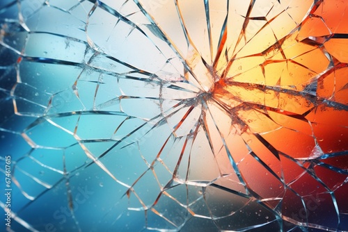 Cracked glass with lighting background poster