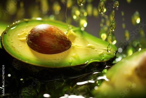 Avocado oil pouring on top oil splash