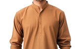 Beautiful Brown Color Kurta Shirt Isolated On Transparent Background PNG.