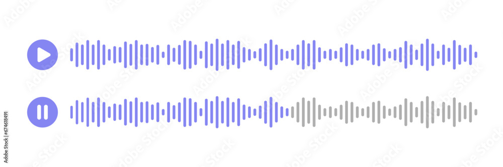Voice record icon. Chat voice app. Wave speech record. Voice audio record vector icon