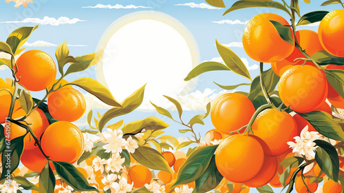 Orange farm on a beautiful morning