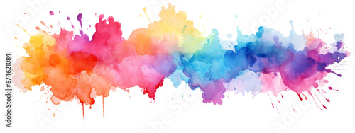 Abstract colorful rainbow color painting illustration - watercolor splashes, isolated on transparent background png