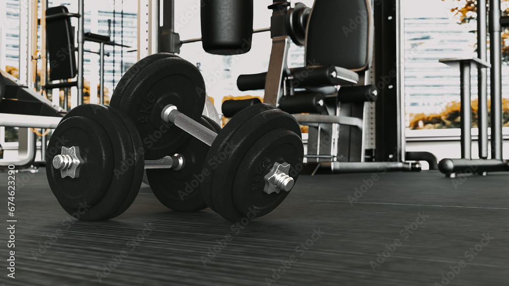 dumbbell equipment on the gym dumbbell equipment on the gym