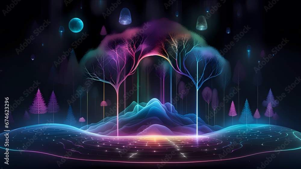 Dark Mystic Space Forest Trees