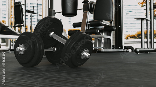 dumbbell equipment on the gym © GDFX