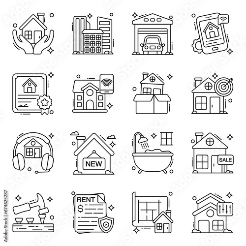 Pack of Estate and Property Line  Icons 

