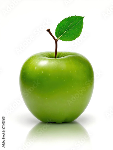 green apple with leaf