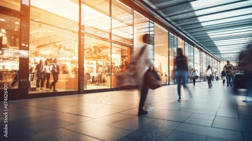 Photo, People waiting at the airport, Abstract motion blurred people passing by, long exposure