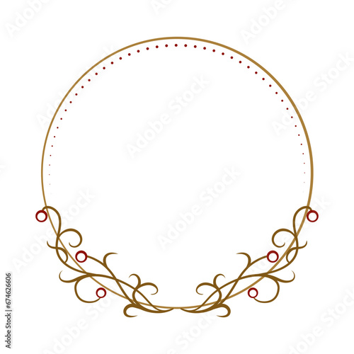 Vector round floral frame with red berries decoration