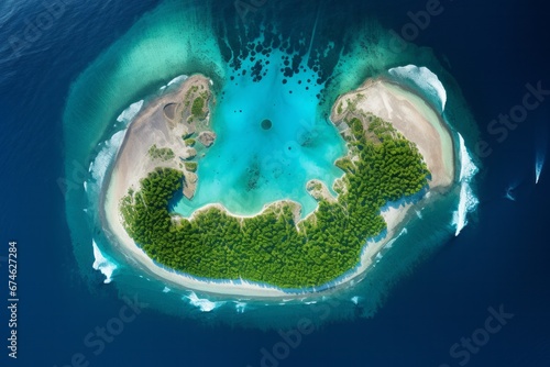 A satellite image portraying a desert island